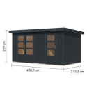 Abri de jardin en bois anthracite 19mm - acier anthracite - 8,56m² Merkur C – Karibu