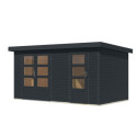 Abri de jardin en bois anthracite 19mm - acier anthracite - 8,56m² Merkur C – Karibu