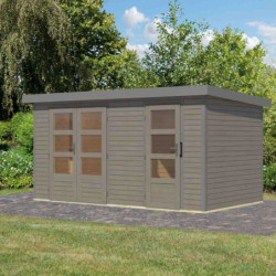 Abri de jardin en bois gris clair 19mm - acier gris - 8,56m² Merkur D – Karibu