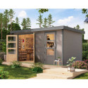 Abri de jardin en bois gris clair 19mm - acier gris - 8,56m² Merkur D – Karibu