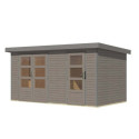 Abri de jardin en bois gris clair 19mm - acier gris - 8,56m² Merkur D – Karibu