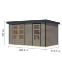 Abri de jardin en bois gris clair 19mm - acier anthracite - 8,56m² Merkur D – Karibu