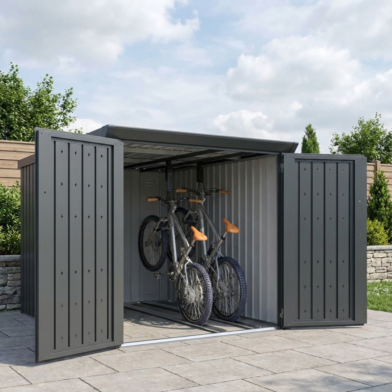 Abri pour 4 vélos en métal anthracite Kosto 3,7m² - X-METAL