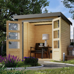 Abri de jardin en bois brut 19mm - acier gris - 4,45m² Jupiter 2A – Karibu