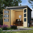 Abri de jardin en bois gris anthracite 19mm - acier gris - 4,45m² Jupiter 2C – Karibu