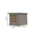 Abri de jardin en bois gris clair 19mm - acier gris - 4,45m² Jupiter 2D – Karibu