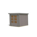Abri de jardin en bois gris clair 19mm - acier gris - 4,45m² Jupiter 2D – Karibu