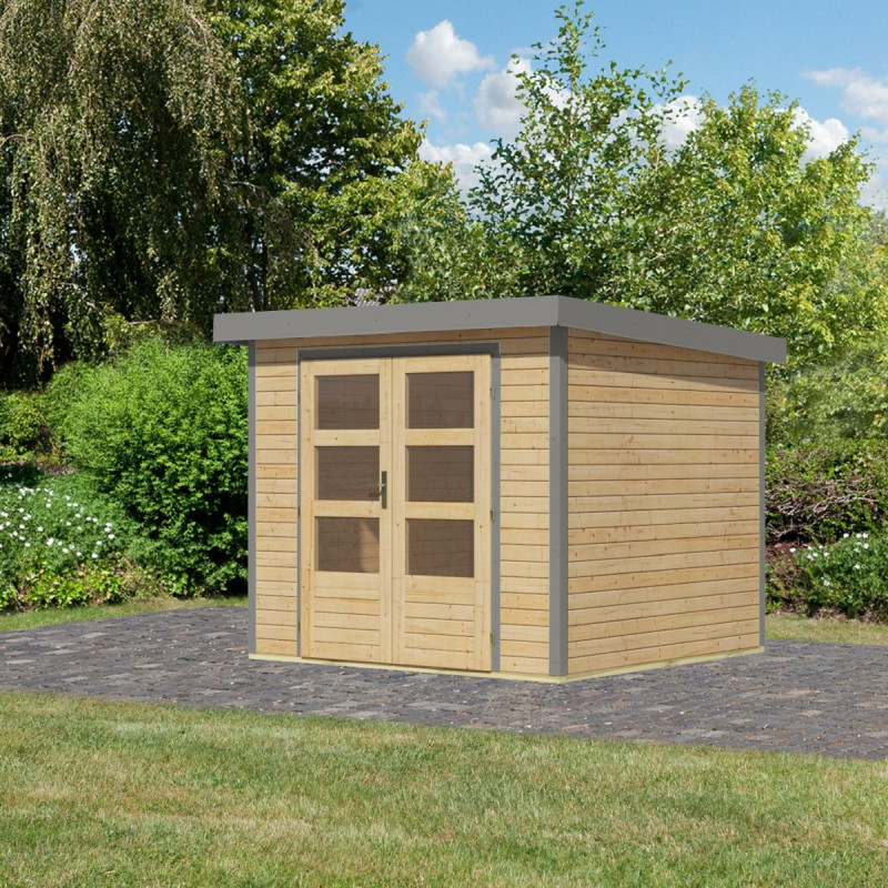Abri de jardin en bois brut 19mm - acier gris - 5,09m² Jupiter 3A – Karibu