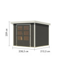 Abri de jardin en bois gris terre 19mm - acier blanc - 5,09m² Jupiter 3B – Karibu