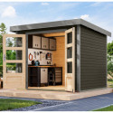 Abri de jardin en bois gris terre 19mm - acier gris - 5,09m² Jupiter 3B – Karibu