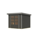 Abri de jardin en bois gris terre 19mm - acier gris - 5,09m² Jupiter 3B – Karibu