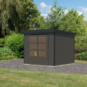 Abri de jardin en bois gris terre 19mm - acier anthracite - 5,09m² Jupiter 3B – Karibu