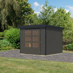 Abri de jardin en bois gris terre 19mm - acier anthracite - 5,09m² Jupiter 3B – Karibu