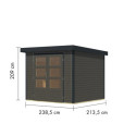 Abri de jardin en bois gris terre 19mm - acier anthracite - 5,09m² Jupiter 3B – Karibu