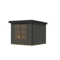 Abri de jardin en bois gris terre 19mm - acier anthracite - 5,09m² Jupiter 3B – Karibu