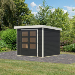 Abri de jardin en bois anthracite 19mm - acier blanc - 5,09m² Jupiter 3C – Karibu