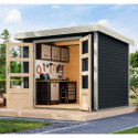 Abri de jardin en bois anthracite 19mm - acier blanc - 5,09m² Jupiter 3C – Karibu