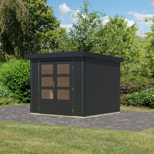 Abri de jardin en bois anthracite 19mm - acier anthracite - 5,09m² Jupiter 3C – Karibu