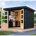Abri de jardin en bois anthracite 19mm - acier anthracite - 5,09m² Jupiter 3C – Karibu