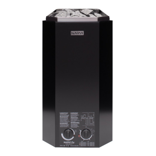 Poêle électrique 3kW en acier noir – avec interrupteurs - Narvi Minex