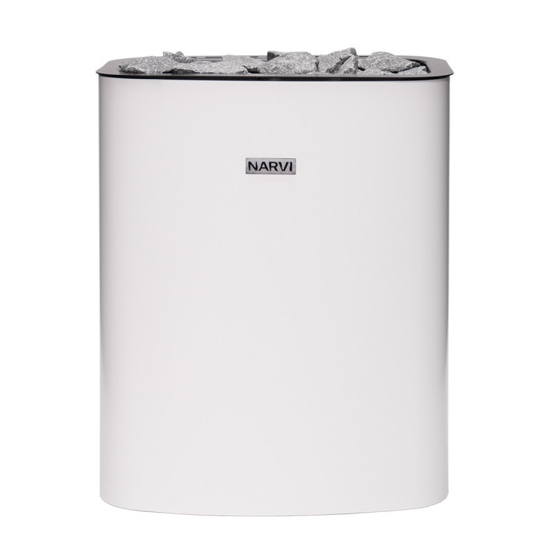 Poêle électrique 9kW en acier blanc - commande à distance - Narvi NC