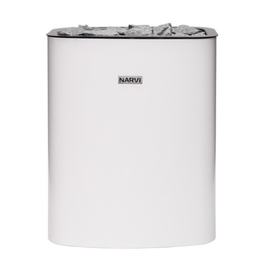 Poêle électrique 9kW en acier blanc - commande à distance - Narvi NC
