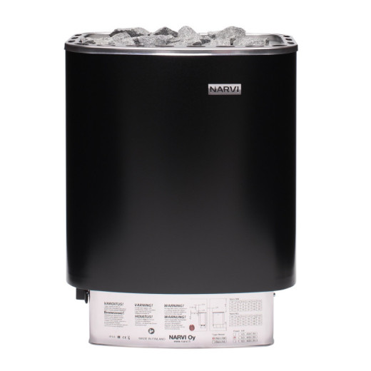 Poêle électrique 6kW en acier noir – avec commande - Narvi NM