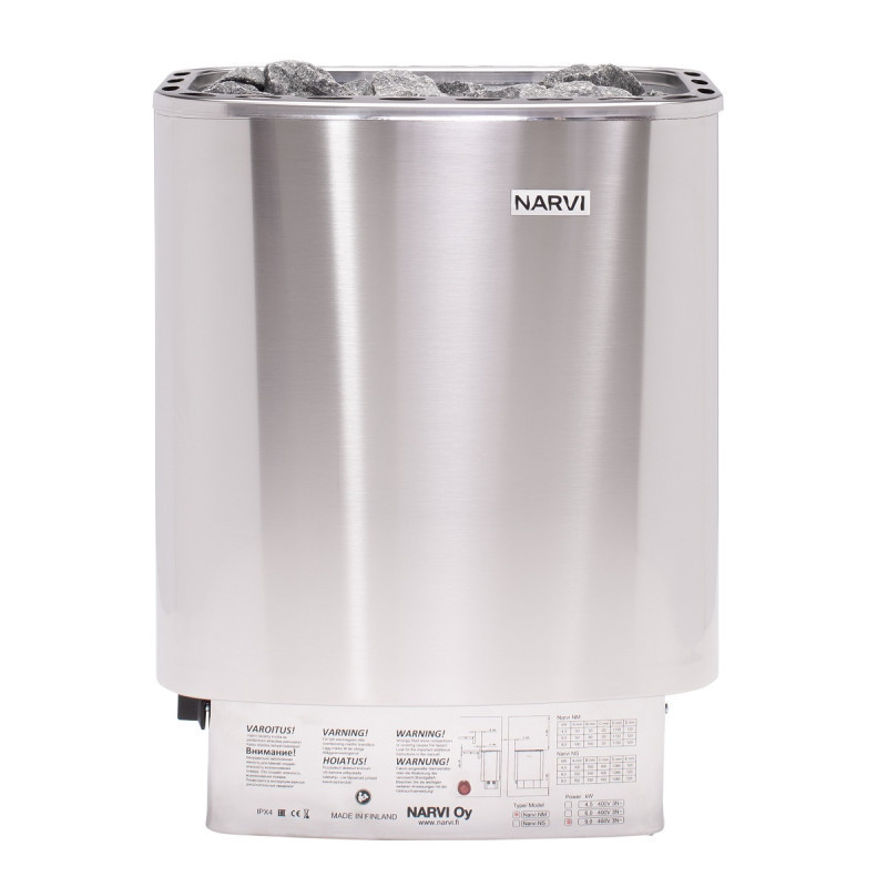 Poêle électrique 6kW en acier inox – avec commande - Narvi NM