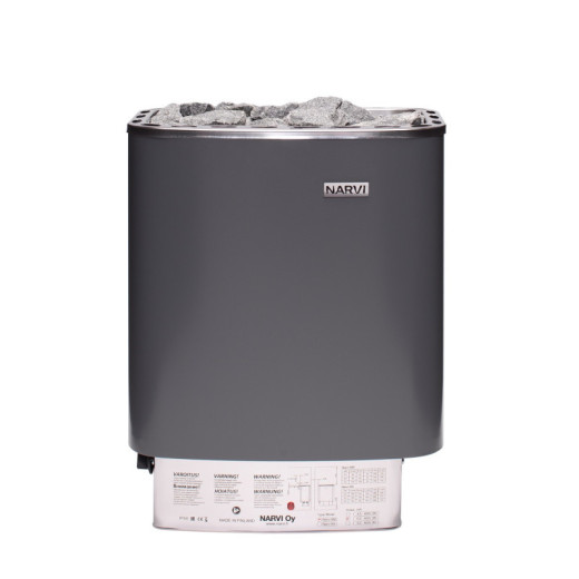 Poêle électrique 6kW en acier gris – avec interrupteurs - Narvi NM