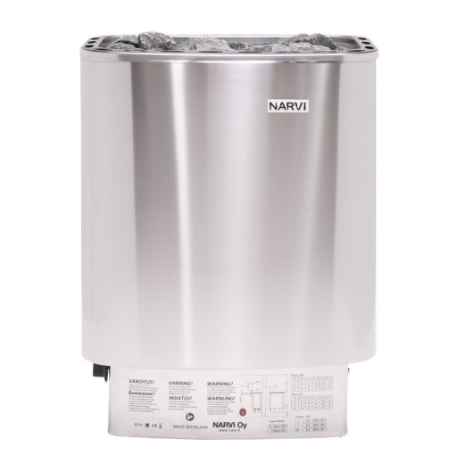 Poêle électrique 6kW en acier inox – avec interrupteurs - Narvi NM