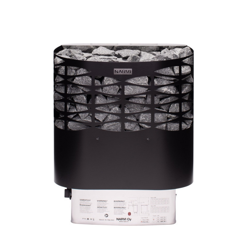Poêle électrique 4,5kW en acier noir – avec interrupteurs - NS - Narvi