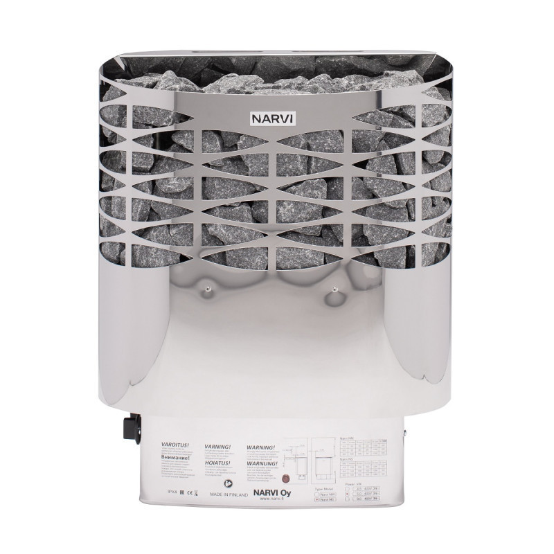 Poêle électrique 4,5kW en acier inox – avec interrupteurs - NS - Narvi