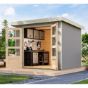 Abri de jardin en bois gris clair 19mm - acier blanc - 5,09m² Jupiter 3C – Karibu