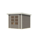 Abri de jardin en bois gris clair 19mm - acier blanc - 5,09m² Jupiter 3C – Karibu