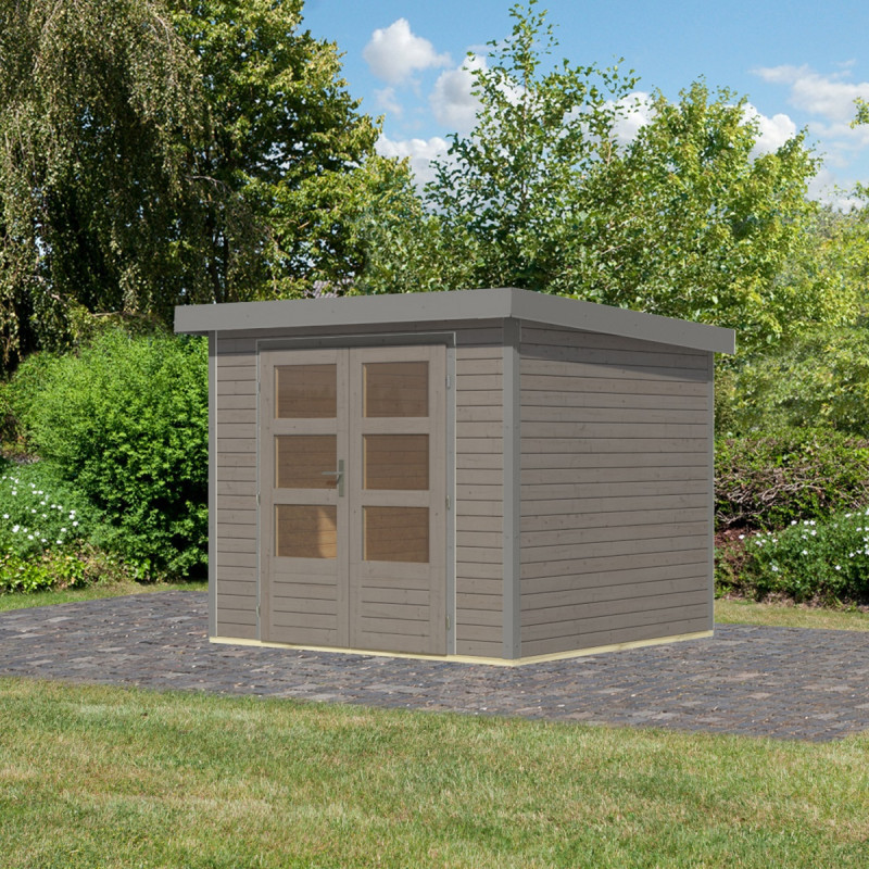 Abri de jardin en bois gris clair 19mm - acier gris - 5,09m² Jupiter 3C – Karibu	