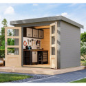 Abri de jardin en bois gris clair 19mm - acier gris - 5,09m² Jupiter 3C – Karibu	