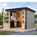 Abri de jardin en bois gris clair 19mm - acier anthracite - 5,09m² Jupiter 3C – Karibu