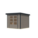 Abri de jardin en bois gris clair 19mm - acier anthracite - 5,09m² Jupiter 3C – Karibu