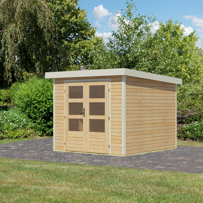 Abri de jardin en bois brut 19mm - acier blanc - 5,76m² Jupiter 3,5A – Karibu