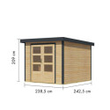 Abri de jardin en bois brut 19mm - acier anthracite - 5,76m² Jupiter 3,5A – Karibu