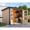 Abri de jardin en bois brut 19mm - acier anthracite - 5,76m² Jupiter 3,5A – Karibu
