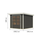 Abri de jardin en bois gris terre 19mm - acier blanc - 5,76m² Jupiter 3,5B – Karibu