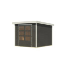 Abri de jardin en bois gris terre 19mm - acier blanc - 5,76m² Jupiter 3,5B – Karibu