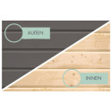 Abri de jardin en bois gris terre 19mm - acier blanc - 5,76m² Jupiter 3,5B – Karibu