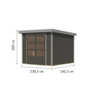 Abri de jardin en bois gris terre 19mm - acier gris - 5,76m² Jupiter 3,5B – Karibu