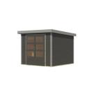 Abri de jardin en bois gris terre 19mm - acier gris - 5,76m² Jupiter 3,5B – Karibu