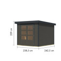Abri de jardin en bois gris terre 19mm - acier anthracite - 5,76m² Jupiter 3,5B – Karibu