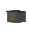 Abri de jardin en bois gris terre 19mm - acier anthracite - 5,76m² Jupiter 3,5B – Karibu