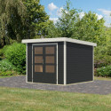 Abri de jardin en bois anthracite 19mm - acier blanc - 5,76m² Jupiter 3,5C – Karibu