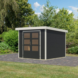 Abri de jardin en bois anthracite 19mm - acier blanc - 5,76m² Jupiter 3,5C – Karibu